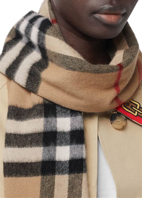 burberry giant text cashmere scarf|burberry cashmere check scarf beige.